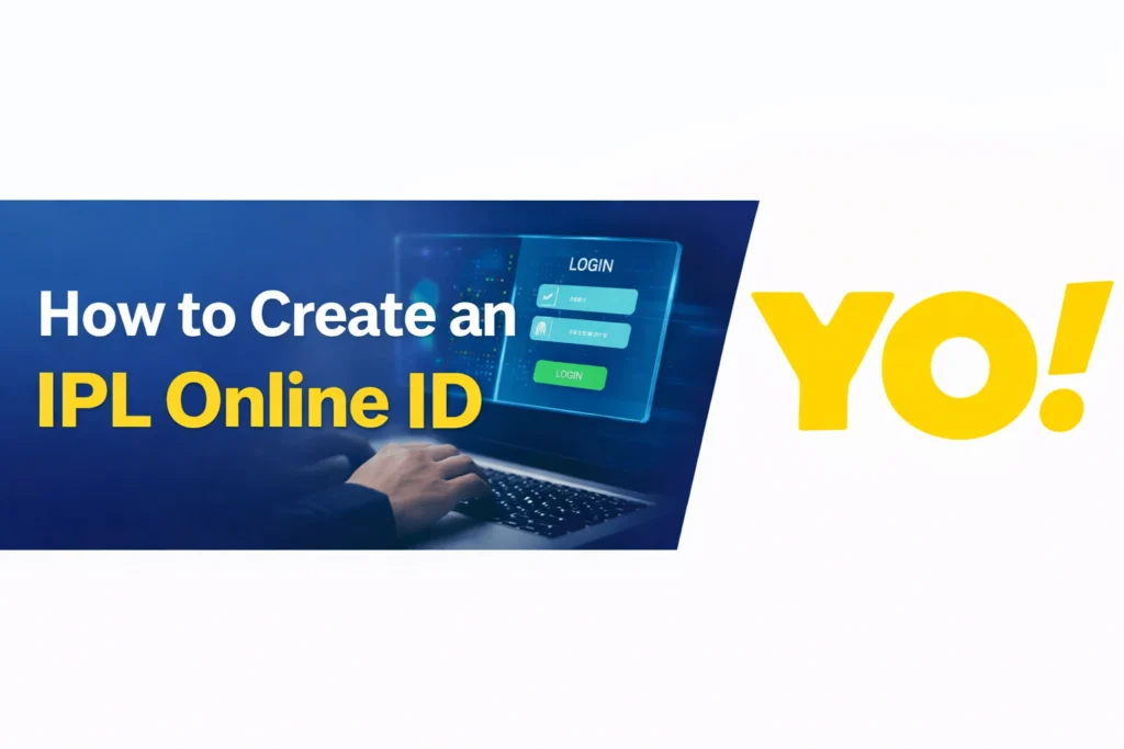 How to create IPL Online ID step by step banner with cricket elements and YO logo
