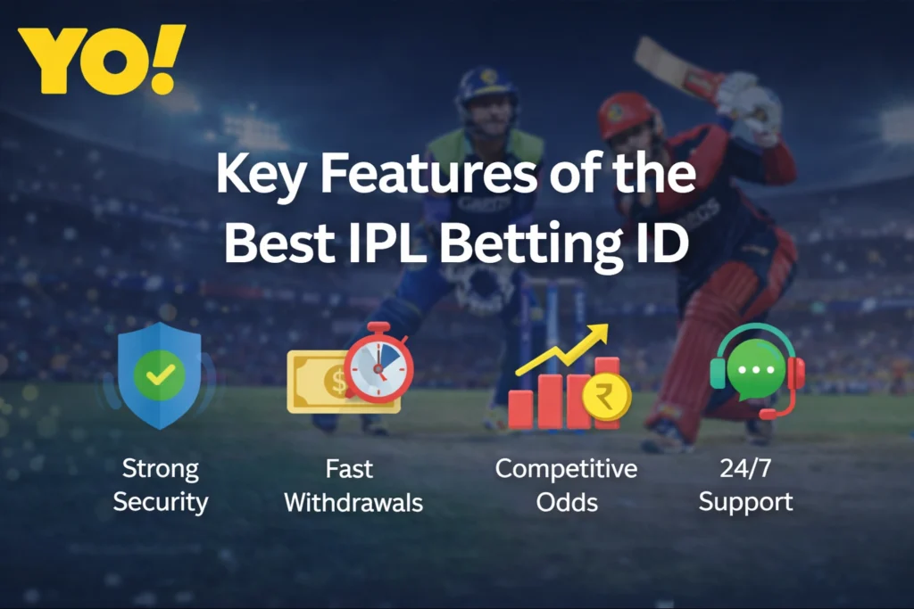 Key Features of the Best IPL Betting ID with YO logo and IPL cricket betting visuals