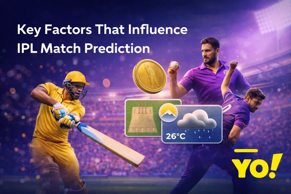 Key factors influencing IPL match prediction with strategy analysis and YO logo